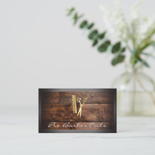 Schaar en kam | Hout Visitekaartje (Staand voorkant)