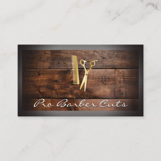 Schaar en kam | Hout Visitekaartje (Voorkant)