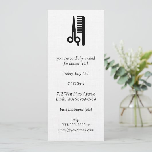 Schaar en kam kaart (Staand voorkant)