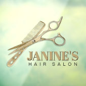 Schaar en Kam Kapsalon Gold ID814 Raamsticker (Vel 3)