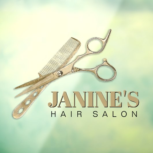 Schaar en Kam Kapsalon Gold ID814 Raamsticker (Vel 3)