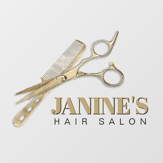 Schaar en Kam Kapsalon Gold ID814 Raamsticker (Vel)