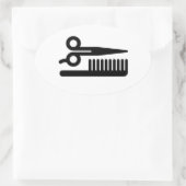 Schaar en kam ovale sticker (Tas)
