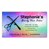 Schaar en kam | Rainbow Iridescent Achtergrond Magnetisch Visitekaartje (Voorkant)