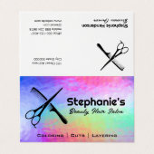 Schaar en kam | Rainbow Iridescent Achtergrond Visitekaartje (Buitenkant ongevouwen)