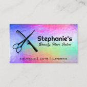 Schaar en kam | Rainbow Iridescent Achtergrond Visitekaartje (Voorkant)