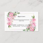 Schaar en kam | Roze bloemen Afsprakenkaartje (Achterkant)