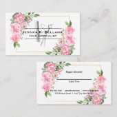 Schaar en kam | Roze bloemen Afsprakenkaartje (Voorkant / Achterkant)
