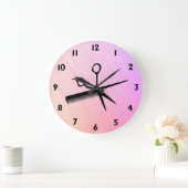 Schaar en kam roze grote klok (Huis)