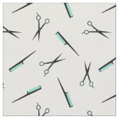 Schaar en kam - Turquoise Black White Stof (Close Up)