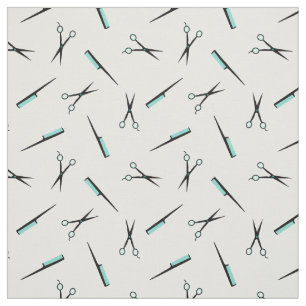 Schaar en kam - Turquoise Black White Stof