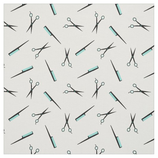 Schaar en kam - Turquoise Black White Stof (Swatch)