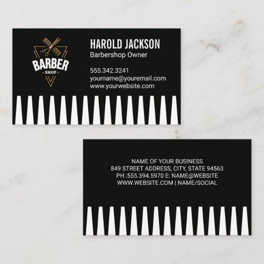 Schaar en kam voor herenkapper visitekaartje (Voorkant / Achterkant)