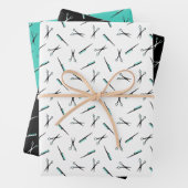 Schaar- en kampenpatronen voor Blauwgroen haarstaa Inpakpapier Vel (In situ)