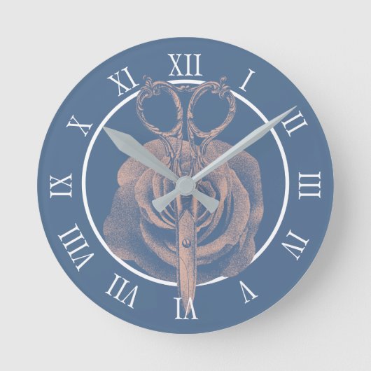 schaar en Roos Vloer Stamblauw zout Ronde Klok (Voorkant)