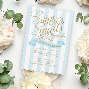 Schaar en Slakken Baby Jongen Baby Shower Uitnodig Kaart