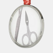 Schaar- en tweezers metalen ornament (Links)