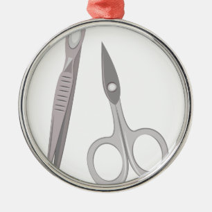 Schaar- en tweezers metalen ornament