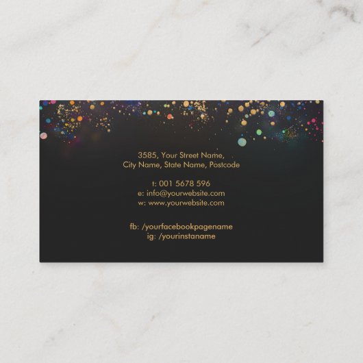 Schaar en vlinder - goud en kleur spatten visitekaartje (Achterkant)