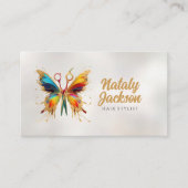 Schaar en vlinder Waterverf en goud Visitekaartje (Voorkant)