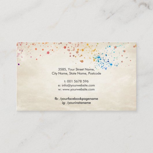 Schaar en Vlinder Waterverf Visitekaartje (Achterkant)