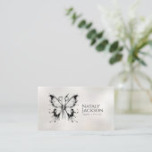 Schaar en vlinder zwarte inkt visitekaartje (Staand voorkant)