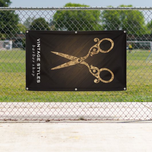 schaar | /gouden signage spandoek (Insitu)