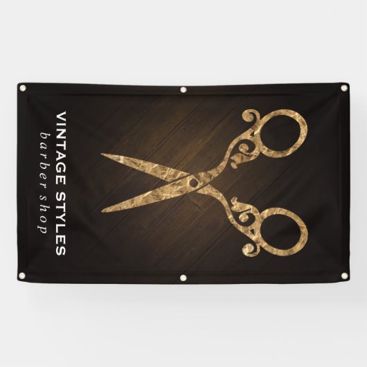 schaar | /gouden signage spandoek (Horizontaal)