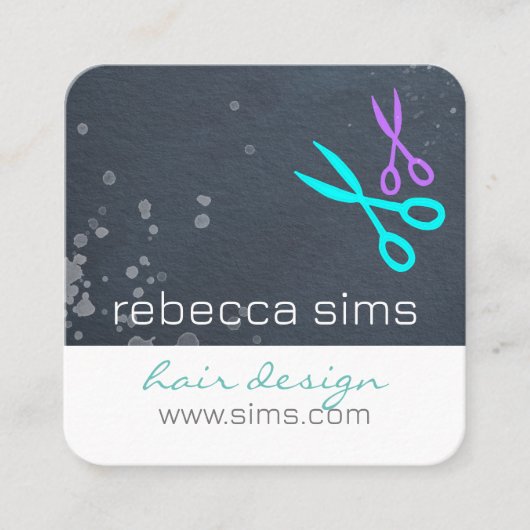 schaar grijs en wit modern vierkante visitekaartje (Voorkant)