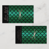 Schaar Groen Zeemeermin Hair Stylist Visitekaartje (Voorkant / Achterkant)