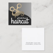 Schaar haar gouden Logo | salon Vierkante Visitekaartje (Voorkant / Achterkant)
