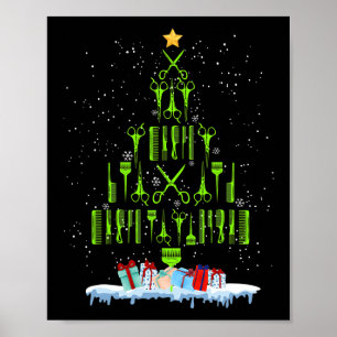 Schaar Haar Kerstboom Grappige Kapsalon Kerstmis Poster