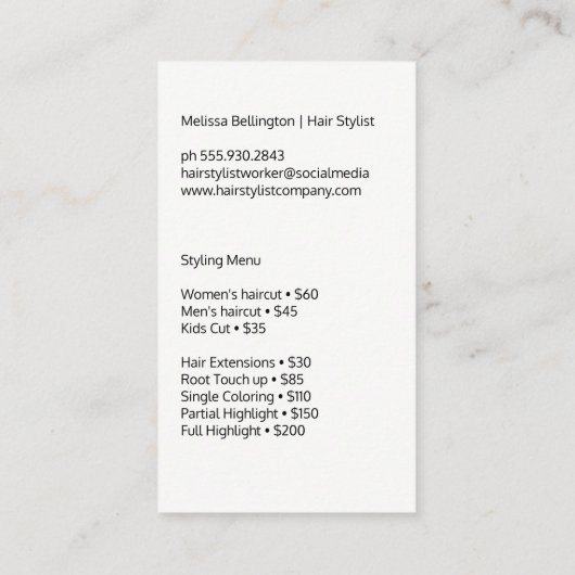 Schaar haar Logo | blauw marmer | Hout Afsprakenkaartje (Achterkant)