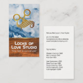 Schaar haar Logo | blauw marmer | Hout Afsprakenkaartje (Voorkant / Achterkant)