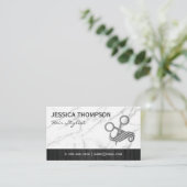 Schaar haar Logo | Marmer | houtversiering Visitekaartje (Staand voorkant)