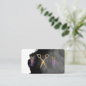 Schaar Haarspeld | Waterverf Zwart Afsprakenkaartje (Staand voorkant)