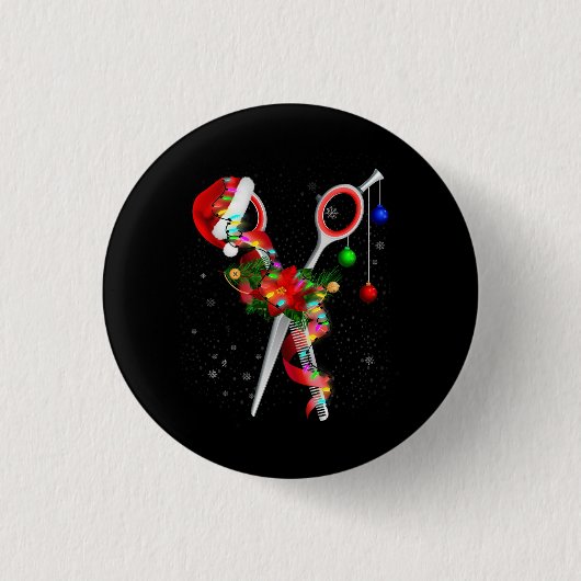 Schaar Haarstylist Santa Kerstmis Haar Stylist H Ronde Button 3,2 Cm (Voorkant)