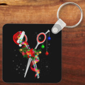 Schaar Haarstylist Santa Kerstmis Haar Stylist H Sleutelhanger (Achterkant)