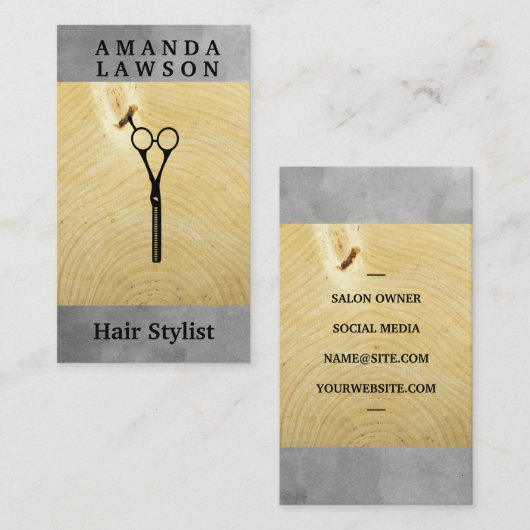 Schaar | Hout en waterverf Visitekaartje (Voorkant / Achterkant)