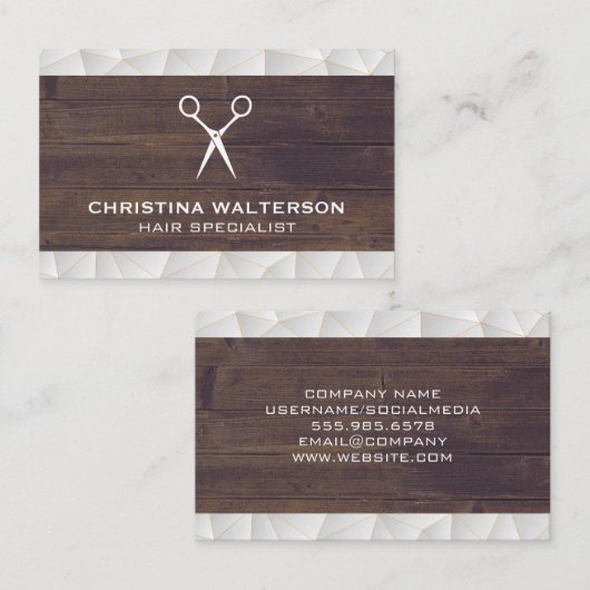 schaar | Hout | Modern geometrisch Visitekaartje (Voorkant / Achterkant)