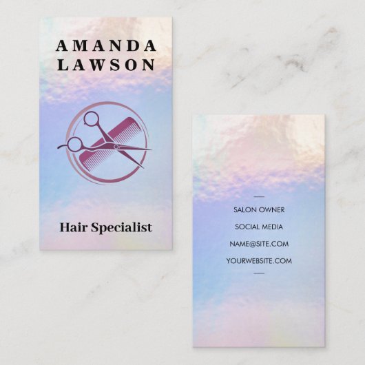 Schaar | Iridiserende glans | Kapper Visitekaartje (Voorkant / Achterkant)