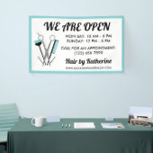 Schaar & Kam Blauwgroen Hair Stylist Open Spandoek (Beurs)