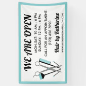 Schaar & Kam Blauwgroen Hair Stylist Open Spandoek (Verticaal)