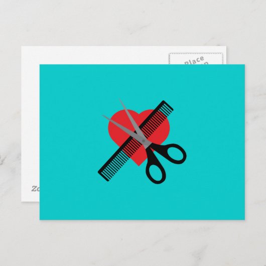 schaar & kam & hart briefkaart (Voorkant / Achterkant)