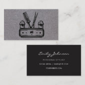 schaar kam kapper paal | Grijze structuur Visitekaartje (Voorkant / Achterkant)