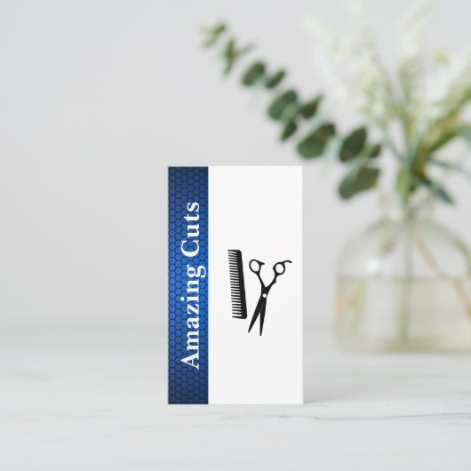 Schaar kam Logo | geometrisch trimpatroon Visitekaartje (Staand voorkant)