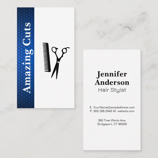 Schaar kam Logo | geometrisch trimpatroon Visitekaartje (Voorkant / Achterkant)