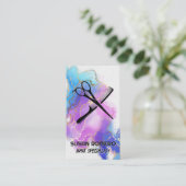 Schaar kam Logo | Waterverf Artistiek Afsprakenkaartje (Staand voorkant)