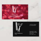Schaar & Kam met Verdelers (rode bokeh) Visitekaartje (Voorkant / Achterkant)