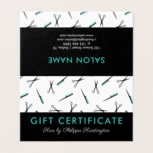 Schaar & kammen Haarsalon Cadeaubon Kaart (Buitenkant ongevouwen)